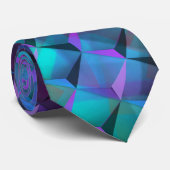 青い薄紫をピンクまたは三角形に染めた3D正方形 ネクタイ (ロール)