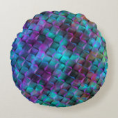青い薄紫をピンクまたは三角形に染めた3D正方形 ラウンドクッション (正面)
