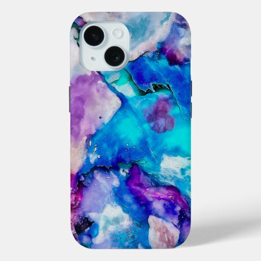 青い薄紫ティール(緑がかった色)抽象芸術水色 Case-Mate iPhoneケース (裏面)