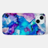 青い薄紫ティール(緑がかった色)抽象芸術水色 Case-Mate iPhoneケース (裏面 (横))