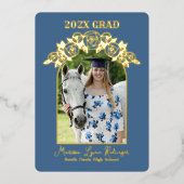 青い薔薇の卒業生 箔招待状 (正面)