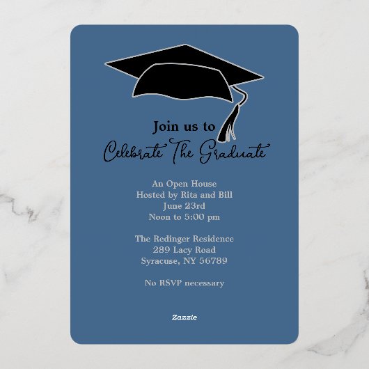 青い薔薇の卒業生 箔招待状 (裏面)