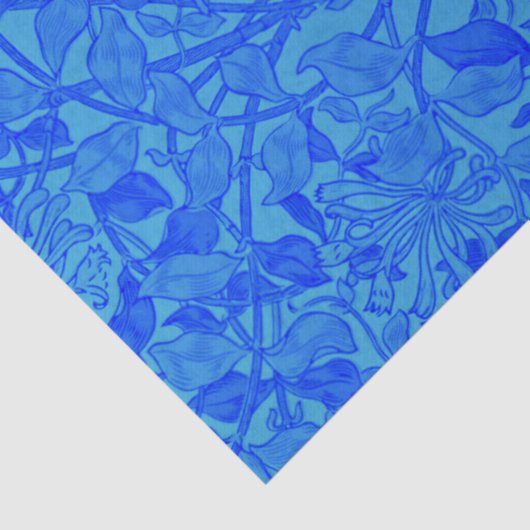 青い藍色の美しいハニーサックル模様 薄葉紙 (詳細)