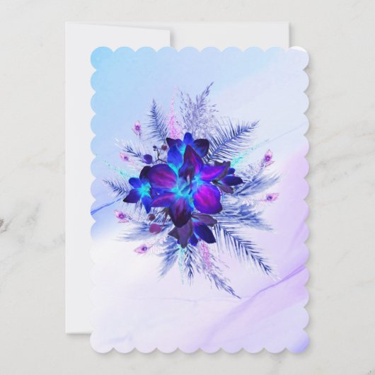 青い蘭のウェディングサンキュークード 招待状 (裏面)