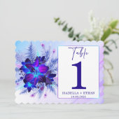 青い蘭のウェディングテーブルナンバー テンプレート (スタンド正面)