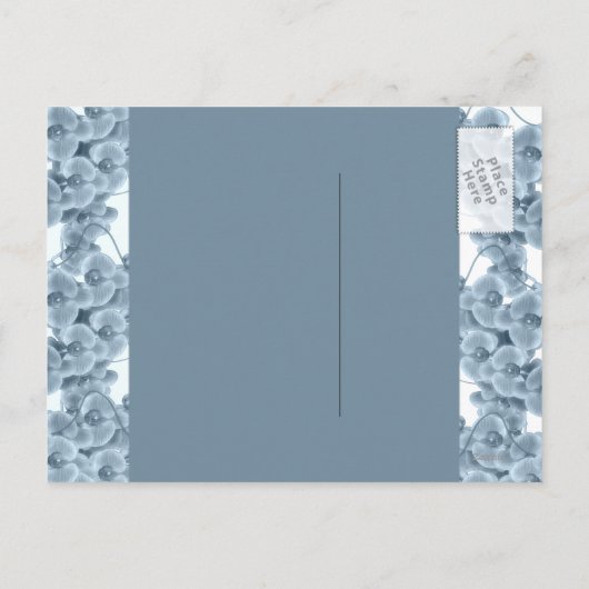 青い蘭の日付を保存 – カスタマイズ可能なテンプレート 案内ポストカード (裏面)