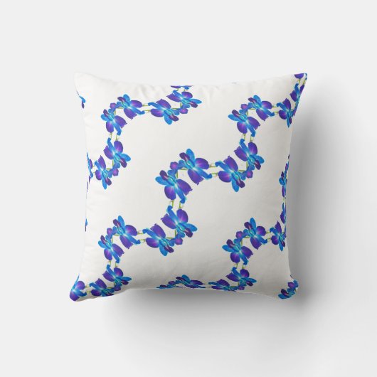 青い蘭の模様 クッション (裏面)