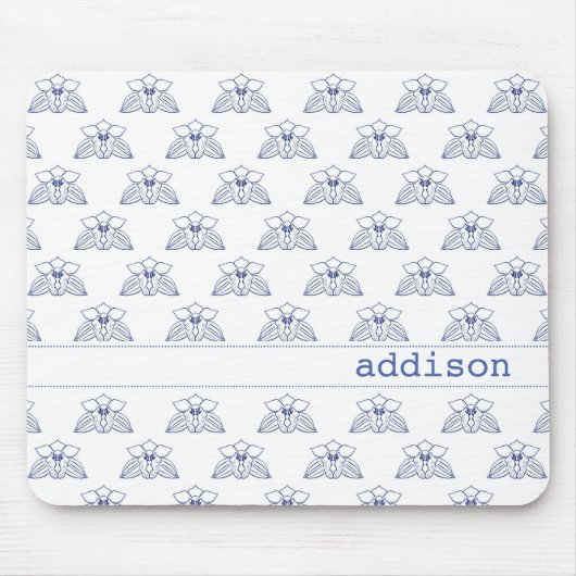 青い蘭の模様 マウスパッド (正面)