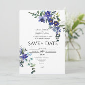 青い蘭のSave the Date結婚式招待状 招待状 (スタンド正面)
