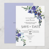 青い蘭のSave the Date結婚式招待状 招待状 (正面/裏面)