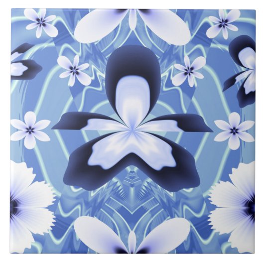 青い蘭エレガントの花 タイル (正面)