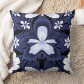 青い蘭エレガント花フラクタルアート クッション (ブランケット)