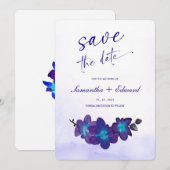 青い蘭 ターコイズ  Save the Date カードのアイデア 招待状 (正面/裏面)