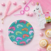 青い虹のカメレオンパターン ペーパープレート (パーティー)