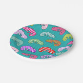 青い虹のカメレオンパターン ペーパープレート (アングル)