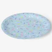 青い虹のスパンコールが楽しいカラフルな ペーパープレート (アングル)