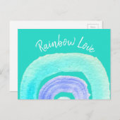 青い虹のラブウォーターカラー ポストカード (正面/裏面)