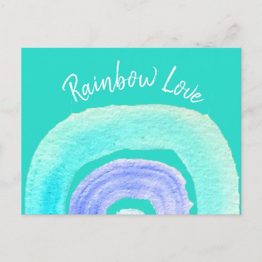 青い虹のラブウォーターカラー ポストカード (正面)