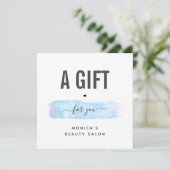 青い虹色ブラシストロークのロゴ美しいメイクアップ (スタンド正面)