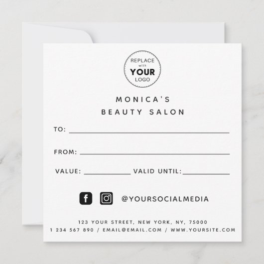 青い虹色ブラシストロークのロゴ美しいメイクアップ (裏面)