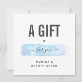 青い虹色ブラシストロークのロゴ美しいメイクアップ (正面)