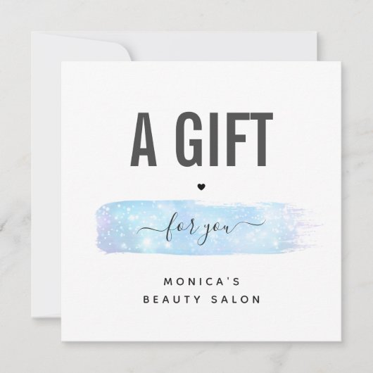 青い虹色ブラシストロークのロゴ美しいメイクアップ (正面)