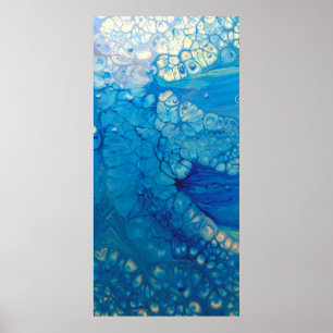 青い虹色モダン抽象芸術流体 ポスター