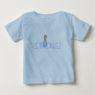 青い蝋燭私は1つの誕生日です ベビーTシャツ