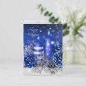 青い蝋燭　松ぼっくり シーズンポストカード (スタンド正面)