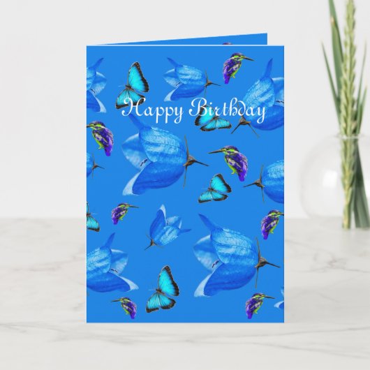 青い蝶々、金魚類、鐘花 カード (正面)