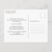 青い蝶が日結婚付を延期 インビテーションポストカード (裏面)