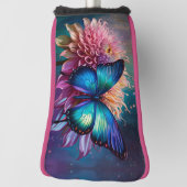 青い蝶とダリア ゴルフヘッドカバー (回転90)