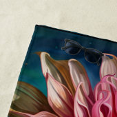 青い蝶とダリア ビーチタオル (インサイチュ)