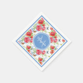 青い蝶と名前の美しい赤いケシ スタンダードカクテルナプキン (角)