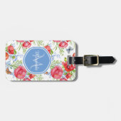 青い蝶と名前の美しい赤いケシ ラゲッジタグ (正面横)