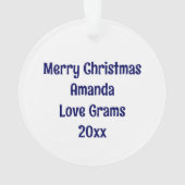 青い蝶と花のクリパーソナライズされたスマス オーナメント (裏面)