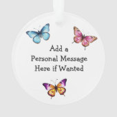 青い蝶と花のクリパーソナライズされたスマス オーナメント (裏面)