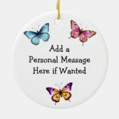 青い蝶と花のクリパーソナライズされたスマス セラミックオーナメント (裏面)