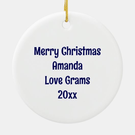 青い蝶と花のクリパーソナライズされたスマス セラミックオーナメント (裏面)