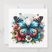 青い蝶と花 | 個人用メッセージ カード (正面)