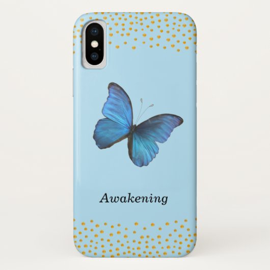 青い蝶と金のコンフェティ Case-Mate iPhoneケース (裏面)
