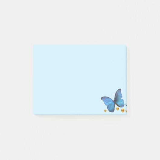 青い蝶と金色の紙吹雪(ライトブルー) ポストイット (正面)