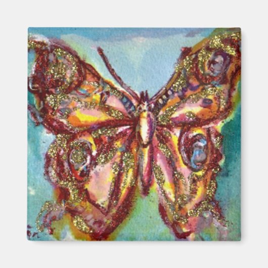 青い蝶のゴールド マグネット (正面)