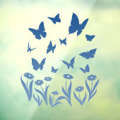 青い蝶のステッカー 蝶 花 ウィンドウクリング ウィンドウサイン (シート3)