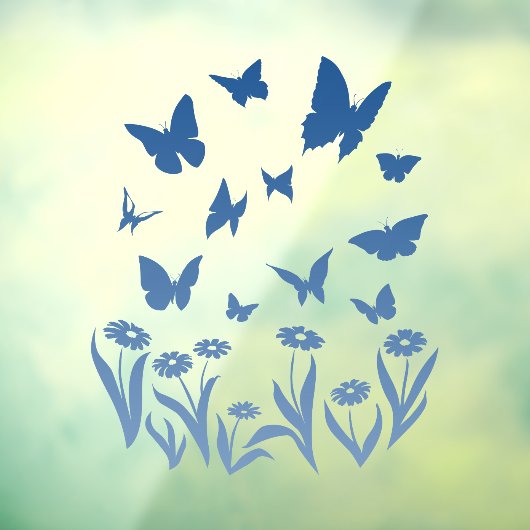 青い蝶のステッカー 蝶 花 ウィンドウクリング ウィンドウサイン (シート3)