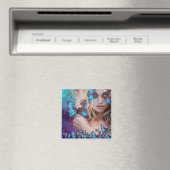 青い蝶のティール(緑がかった色)緑の金ゴールドきらめき マグネット (インサイチュ (食洗機))