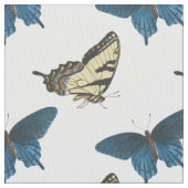 青い蝶のノベルティ布 ファブリック (クローズアップ)