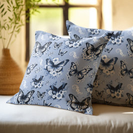 青い蝶のパターン クッション