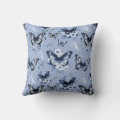 青い蝶のパターン クッション (裏面)