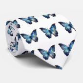 青い蝶のパターン ネクタイ (ロール)